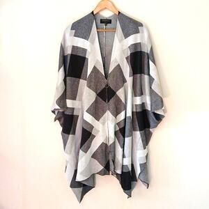 Joseph A cardigan shawl half zip gray abstract one size